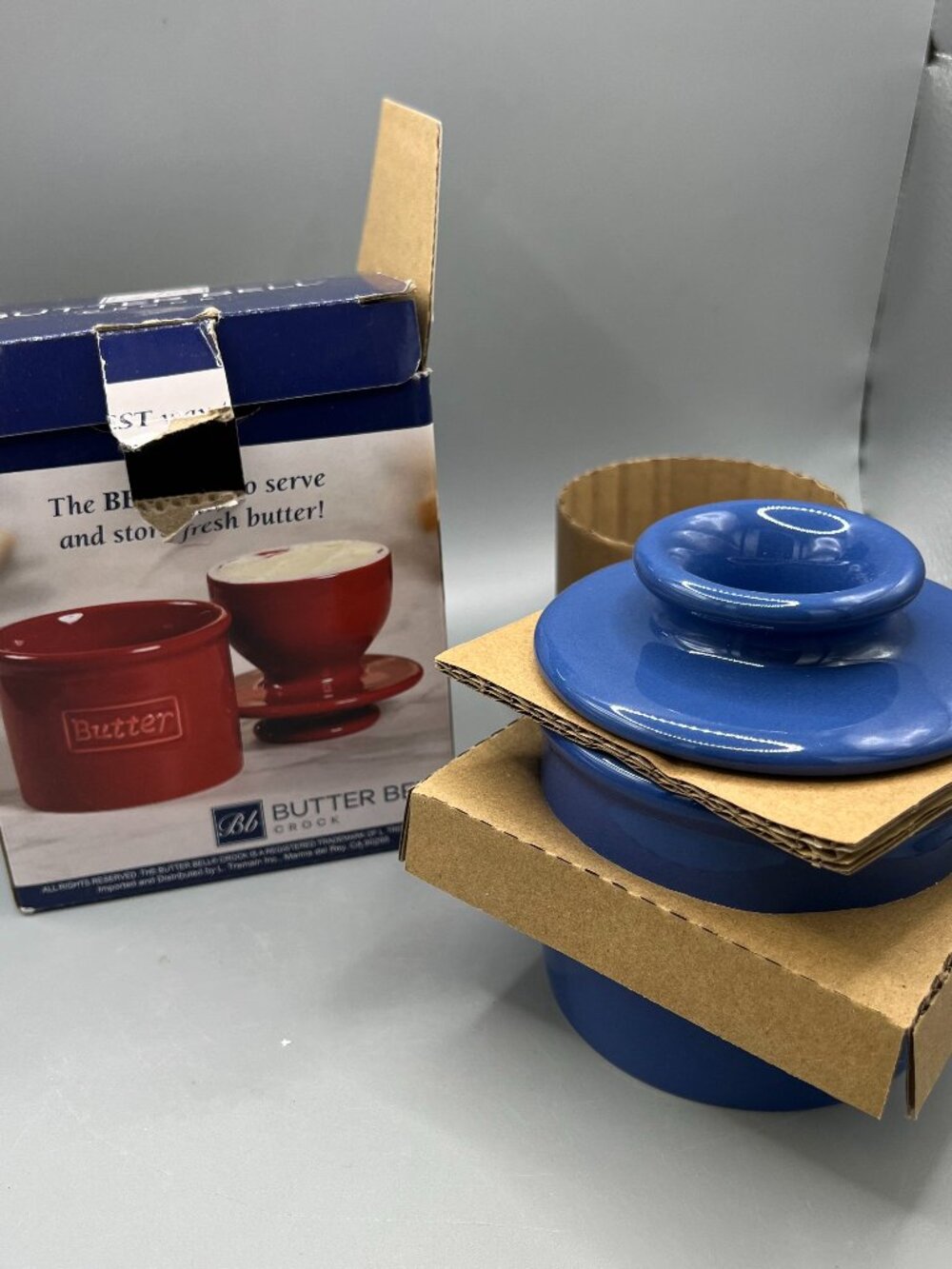 New Glossy Blue "The Original Butter Bell Crock" by L. TREMAIN 2017